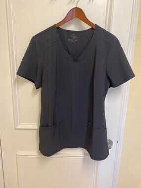 Cherokee Infinity Charcoal Grey Scrub Uniform Like New Top Size Large 12-14